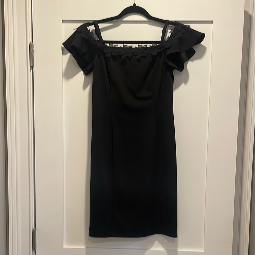 Kenzie Black Ruffled Off-Shoulder Mini Dress